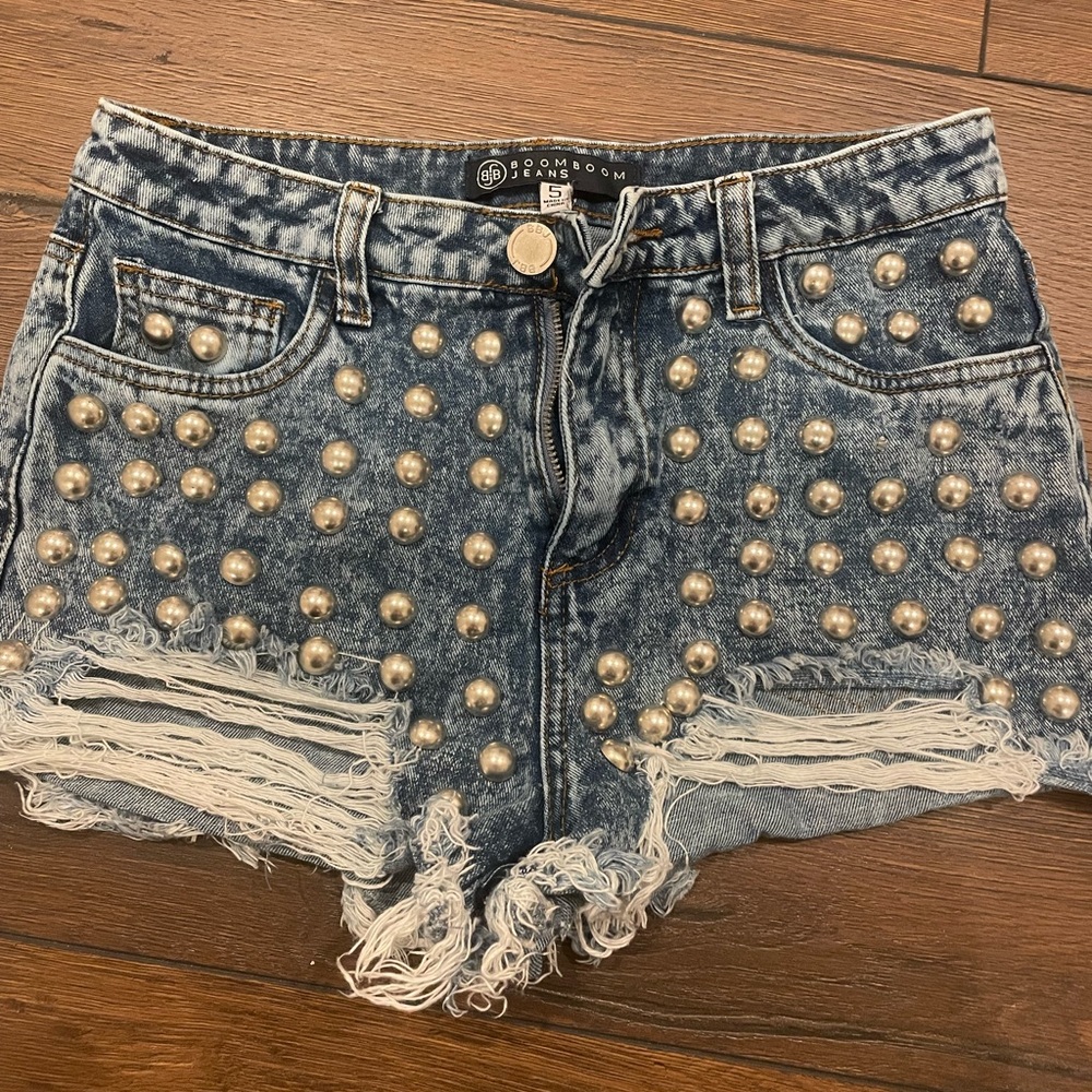 Embellished stud Jean shorts